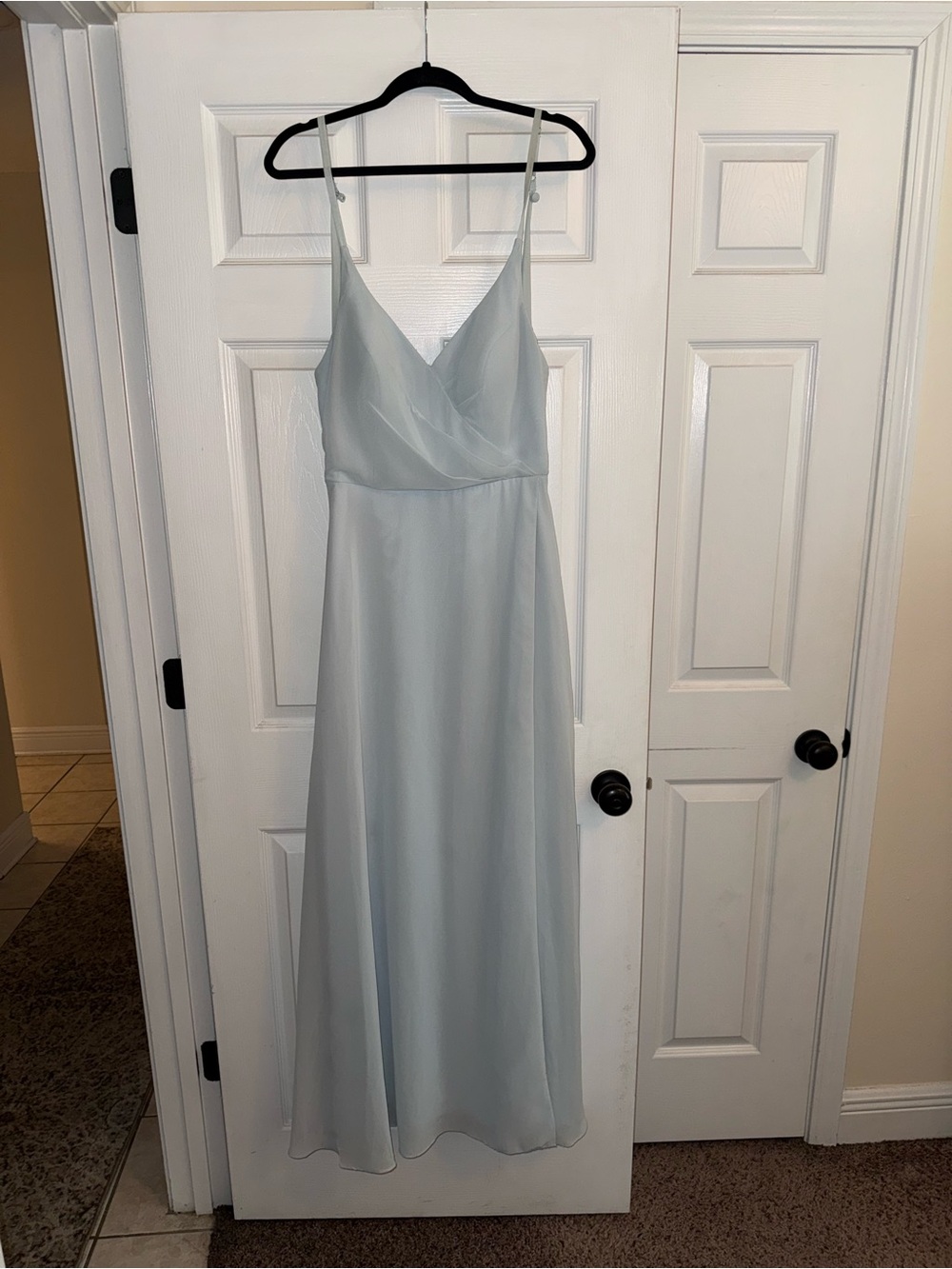 Elegant Pale Blue Spaghetti-Strap Dress